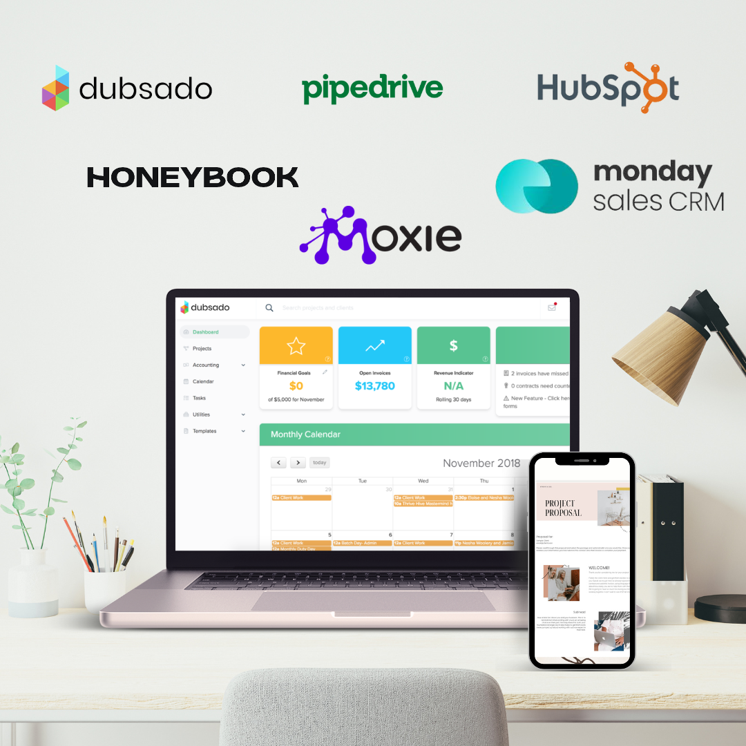Done for you setup Dubsado Honeybook pipedrive hubspot monday sales crm WithMoxie Moxie